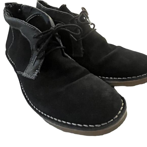 Aldo Black Suede Grey Trim Lace Up Chukka Boots 9 Classic Office - Picture 2 of 7